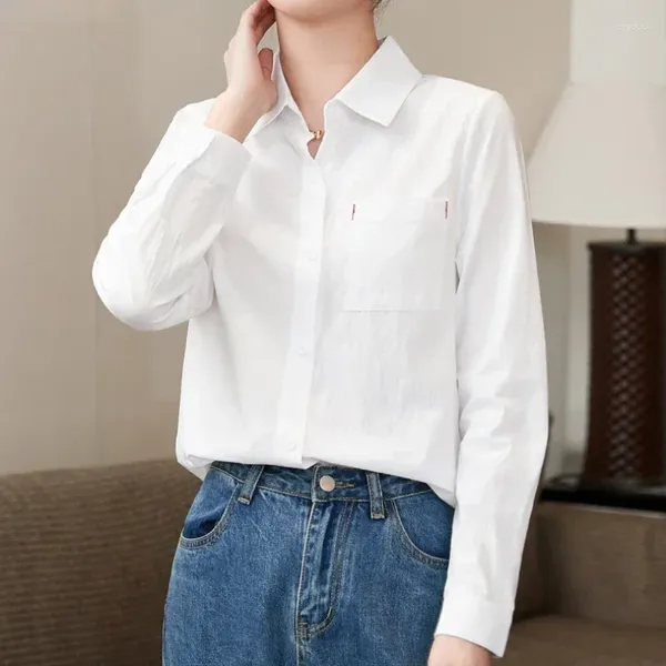 Chemisiers pour femmes mode femmes chemises décontracté à manches longues col rabattu blanc chemise surdimensionnée basique dames hauts femmes Camisas