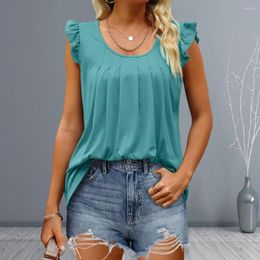 Women's Blouses Fashion Women vest skin-touch t-shirt geplooide zomer losse fit Camisole top veelzijdig