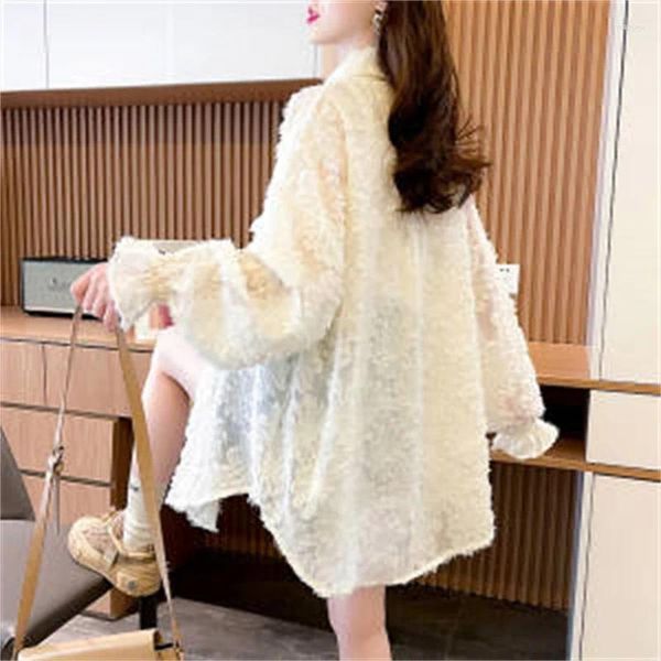 Blouses de femmes Femelle coréenne Lace Lace Sun Protection Veste Veste Femme Femme Sentille UV Sense de conception Niche Thin Cardigan