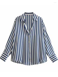 Blusas de mujer Fitshinling liquidación de inventario camisa de manga larga a rayas de poliéster blusa ropa de mujer Tops de primavera otoño