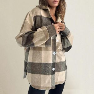 Blouses pour femmes Flanelle Plaid Chemisier à manches longues pour femme Chemises boutonnées décontractées Top 2024 Printemps Automne Streetwear Vêtements d'extérieur d'hiver