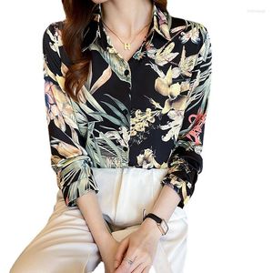 Blusas de mujer camisa con estampado Floral primavera 2022 Est moda estilo occidental Top suelto de manga larga Chemise Femme