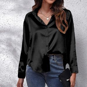 Women's Blouses for Women 2024 Zomerblouse Satijnen zijden shirt button down casual losse blusas mujer elegantes y juveniles