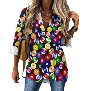 Damesblouses Leuke balprint Casual blouse Geruit Biljart Mooi aangepast Dames Streetstyle overhemd met lange mouwen Oversized kleding