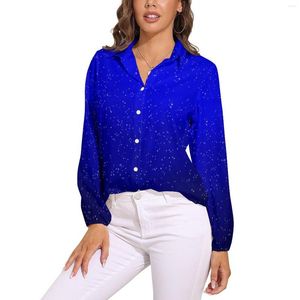 Damesblouses Galaxy Sky Art losse blouse met sterrenprint Casual oversized vrouw lange mouwen Kawaii shirts lente aangepaste tops