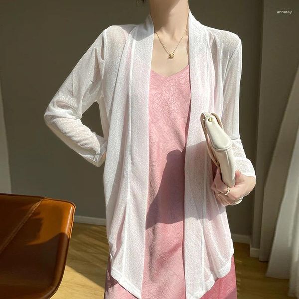 Blouses pour femmes Gauze Protection solaire Cardigan Summer Summer Shâlier avec manteau tricoté