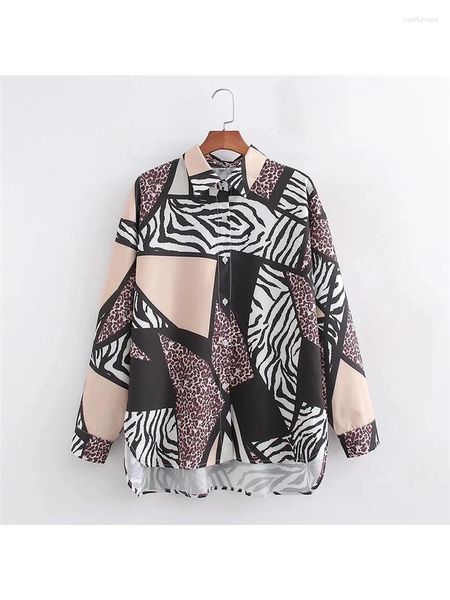 Blouses pour femmes filles patchwork abstrait imprime