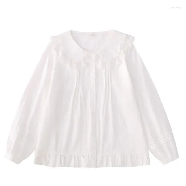 Blouses pour femmes filles ample décontracté chemise blanche hauts Preppy à manches longues mignon doux couche de Base Blouse automne printemps