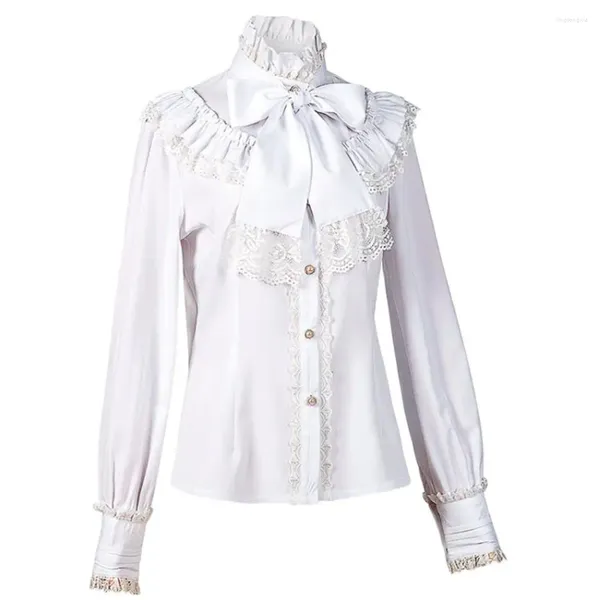 Blouses Femmes Chemises gothiques Femmes Vintage Lolita Style Gigot Manches Filles Victorien Doux Dentelle Volants Bandage Tops Blusas Mujer