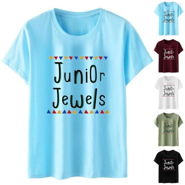 Chemisiers pour femmes chemises graphiques Junior couleur unie à manches courtes mode t-shirt en lettre imprimée col montant Blouse haut