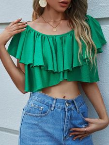 Blouses pour femmes Green Loose Mid-Reverse Top Top Shirt T-shirt