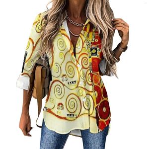 Damesblouses Gustav Klimt Kunstblouse De levensboom Modern design Casual vrouw Street fashion overhemd Lente Lange mouwen Oversize top