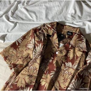 Vrouwen Blouses Harajuku Blouse Vrouwen Mannen Vintage Japanse Stijl Hawaiian Shirt Oversized Korte Mouw Button Up Chic Cool Fashion Kleding