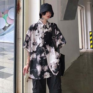 Blouses pour femmes Harajuku Punk gothique noir Blouse haut femmes cravate teinture coréen surdimensionné chemises Vintage ample décontracté Streetwear vêtements 2022