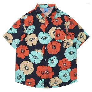 Blouses de la mode Hawaiian Flower Boho Retro Retro Shirts pour les hommes esthétique Y2K Blouse florale Summer Summer Button Button Up