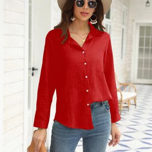 Blusas de mujer camisa de Boutique de alto temperamento Top elegante manga larga suelta roja ropa de calle de primavera y otoño