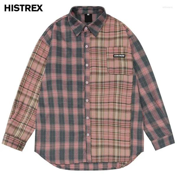 Blusas de mujer marca HISTREX camisas de algodón hombres moda a cuadros mujeres Y2k ropa de calle calidad gruesa Vintage camisa de manga larga