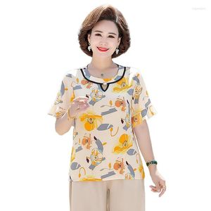 Blouses voor vrouwen uitgehold rond kraagtoppen zoete dames Koreaanse mode bloemenprint voor vrouwen chiffon losse blouse zomer top blusas