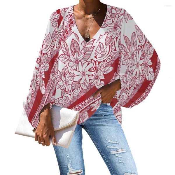 Blouses pour femmes HYCOOL personnalisé pour femmes motif Tribal polynésien élégant Blouse printemps automne à manches longues hauts femmes