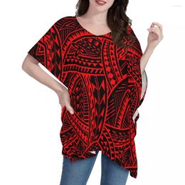 Women's Blouses Hycool verkopen sexy V nek bat mouw één stuk los fit T -stukken voor zwangerschapspolynesische tribale print vrouwen blouse en top