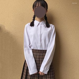 Dames Blouses Japans Middelbare schooluniform Puntige kraag / Vierkant Lange mouwen Effen wit overhemd Voor Anime Cosplay XS-XXXL-5XL