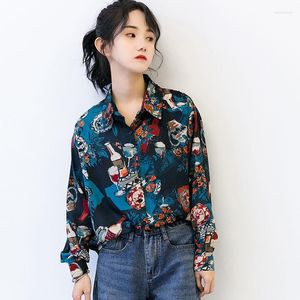 Chemisier imprimé japonais pour femmes, Style Vintage de Hong Kong, ample, coréen, tunique pour femmes