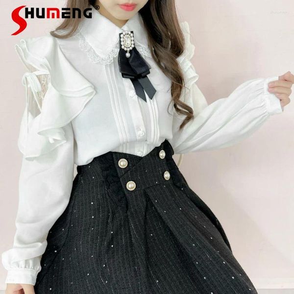 Blouses pour femmes japonais style rojita blusas de mujer broche broch dentelle patchwork up small mange mine series de production chemise de production