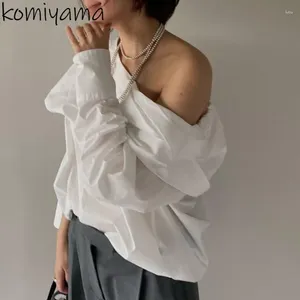 Vrouwen Blouses Japanse Shirt Tops Feminino Slash Kraag Off Schouder Blusas Mujer Losse Lange Mouwen Shirts Herfst 2024 Camisas