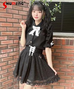 Blouses pour femmes Style japonais Rojita Lolita Shirt Série à manches courtes Série de mines à manches courtes en masse