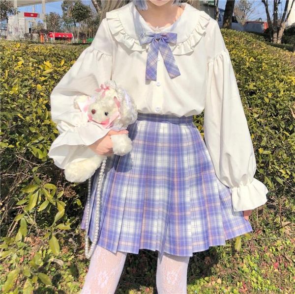 Blusas de Mujer, camisa japonesa dulce para niña, cuello de muñeca Kawaii, uniforme Jk de manga larga para estudiante, Blusas blancas de otoño 2023