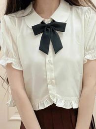Blusas de mujer Kawaii Sweet Lolita Style Mujeres japonesas JK Camisas blancas Chicas Lindas volantes Manga corta abullonada Top con botones Camisa de moda