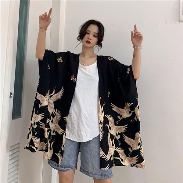 Blusas para mujer, Kimono, cárdigan, túnica, Tops de gran tamaño para mujer y verano 2023, ropa Bohemia japonesa para mujer 001