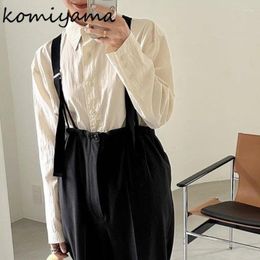 Blouses pour femmes komiyama revers de printemps à manches longues Blusas Mujer Japon Chemises extérieures simples Camisas Loose Ropa décontractée