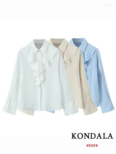 Blouses pour femmes kondala chic décontracté à manches longues à manches longues à manches longues à manches longues Fashion 2024 Automne Single Button Elegant Commute