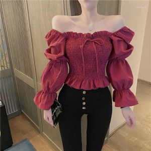 Blusas de Mujer coreanas 2023 verano Chic cuello cuadrado mujeres Sexy Puff manga larga Camisas femeninas Vintage lazo Blusas Mujer