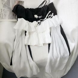 Blouses pour femmes coréen Chic 3D fleur Blouse volants chemises femmes fusées manches chemise hauts femme décontracté bateau col Blusas goutte