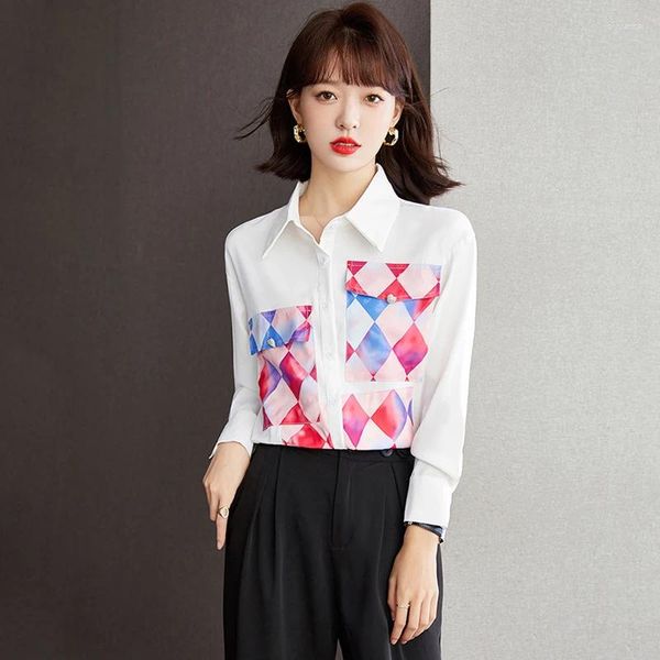 Blouses pour femmes Mode coréenne Casual Dames Chemises blanches Blouse Haut pour femme Femme Femme Chemise boutonnée Filles À manches longues BPyA1703