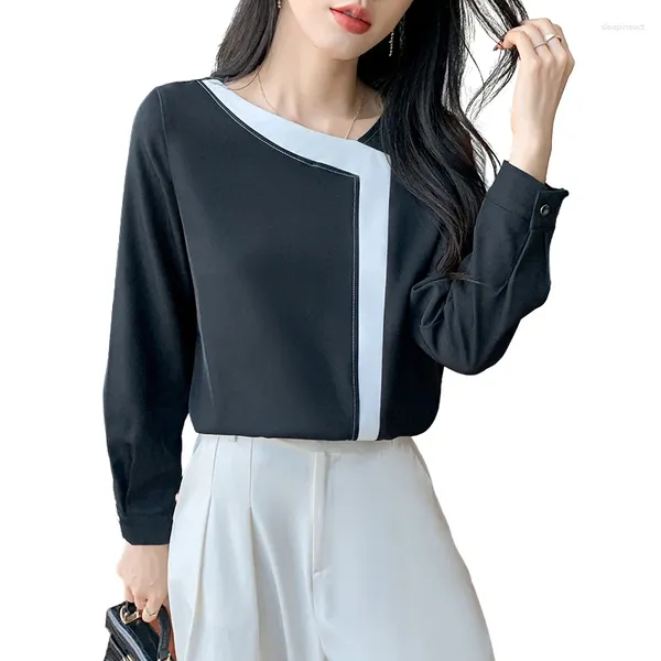 Blouses pour femmes coréennes femmes chemises chemisier femme tops femme plie chemise girls décontracté manches longues py7503