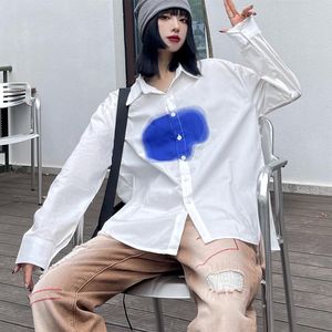 Damesblouses Koreaanse modetrends lange mouw shirts tienermeisjes high streetwear los fit witte graffiti vriendje stijl kleding