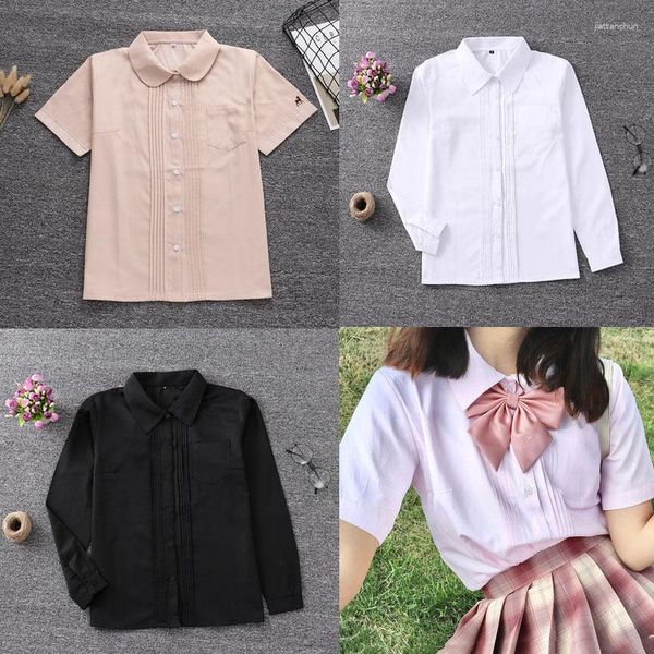 Blouses pour femmes Style Preppy coréen chemise pour femmes mode 2023 blanc été hauts solide JK chemises uniforme scolaire décontracté femme Blusas