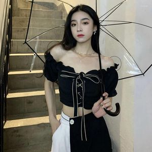 Women's Blouses Koreaanse versie Bow Bandage Shirt staat bovenaan schouderblouse