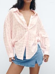 Blusas de mujer Kumsvag 2023, camisas holgadas de verano para mujer, Tops de moda a cuadros con cuello vuelto, ropa de calle elegante para mujer