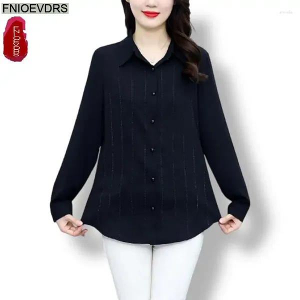 Blouses pour femmes L-5xl 2024 Top perlé de printemps Women Basic Wear Office Lady Long Manches Loas-Casual French Design Shirts