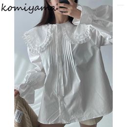 Women's Blouses Lace Lager Reve Bandage Shirts geplooide Blusas Mujer Koreaanse zachte camisas Elegante losse Ropa Spring Dameskleding