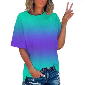 Damesblouses dames 2023 Zomertrend dye printing trend dames korte mouwen leggings tops lage rug voor vrouwen kleding