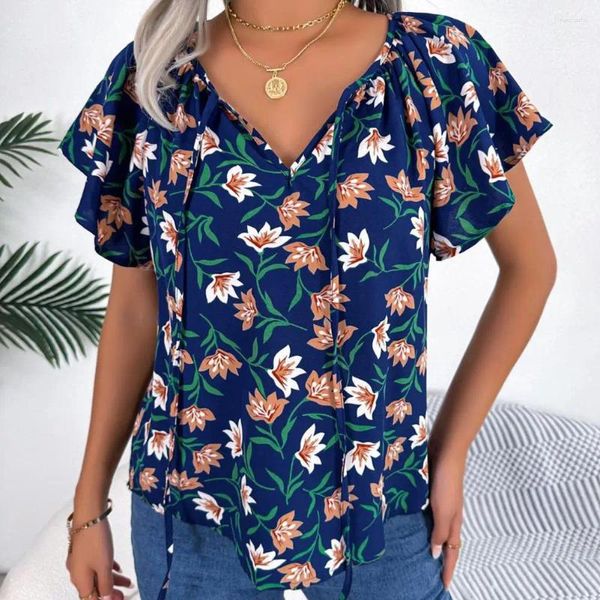 Blusas de mujer Blusa de mujer Todo fósforo Camisa de verano Patrón de flores versátil Ropa femenina