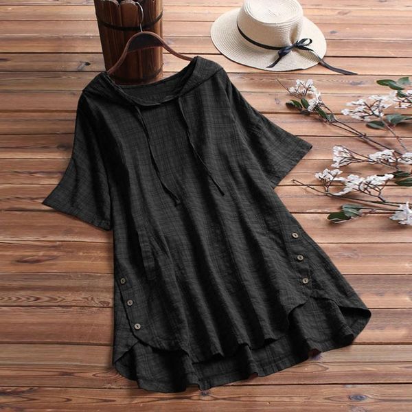 Bloses de mujer Damas Elegante Blusa Vintage Camina corta Capacidad de lino de algodón Capeto de lino 2024 Summer suelta camisas casuales ropa