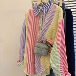 Blouses pour femmes Mode Fashion Casual Stripe Shirts Blouse Femmes Tops Femme Butt Up Shirt Girls Femmes Long Manches Vêtements Bvy98322