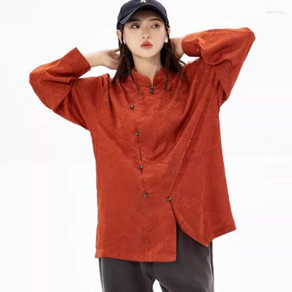 Blusas de mujer Camisa de manga larga de seda para mujer Blusa Traje formal tradicional chino Topang Camisas Hanfu