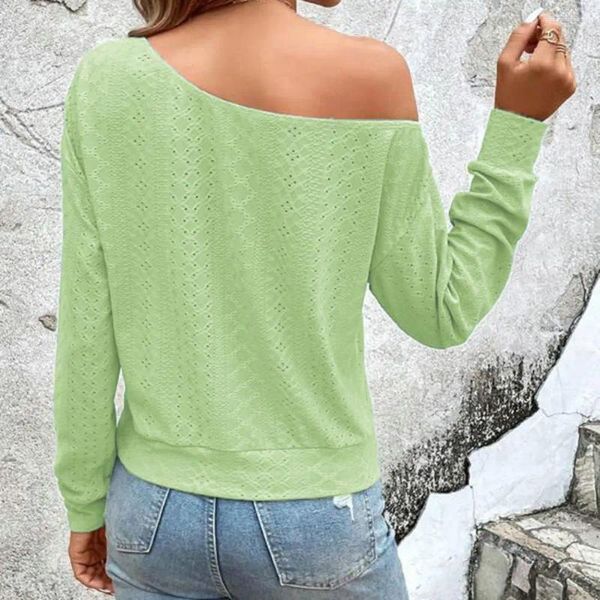 Blouses pour femmes Lady Daily Vêtements Femmes Top Élégant Une épaule à manches longues Pull Doux Respirant Casual Printemps / Automne T-shirt